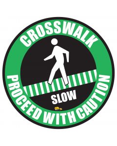 Crosswalk Caution, Proceed with Caution, Mighty Line Floor Sign, Industrial Strength, 12" Wide CrossWalkPWC12